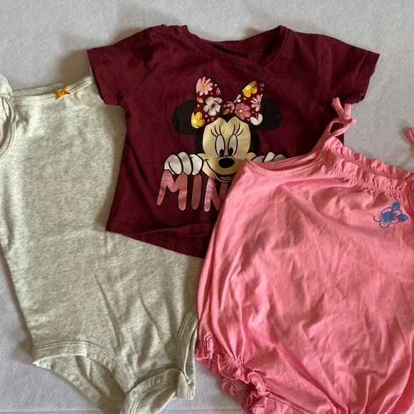 Disney Minnie Mouse Top & One Piece Romper & Bodysuit Sz 18 months Lot of 3 - Picture 2 of 6